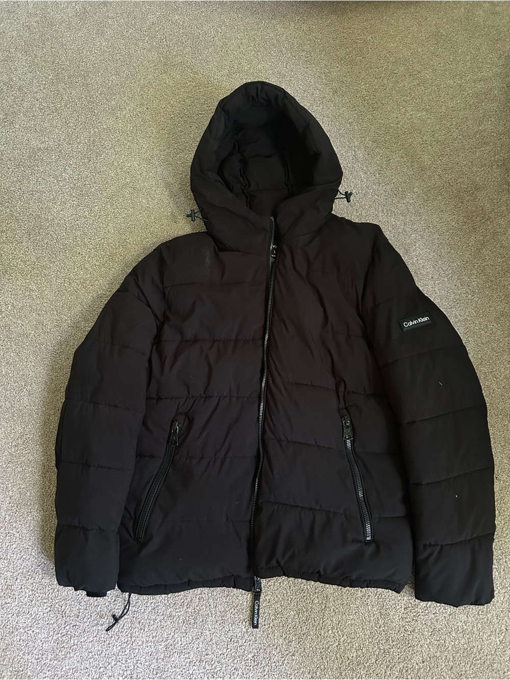 Calvin Klein Black Hooded Quilted Puffer Jacket